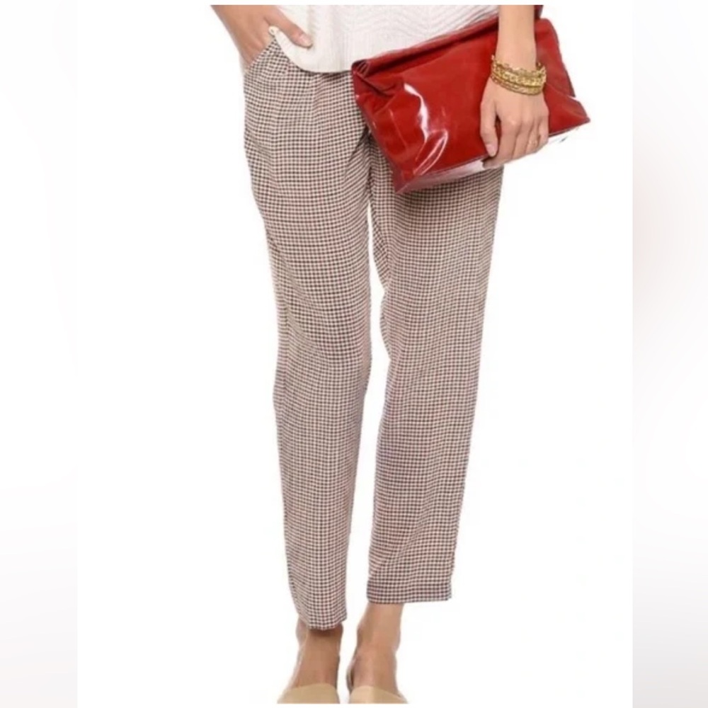 Equipment Hadley 100% Silk Houndstooth Relax Fit Elastic Waistband Dress Pants M